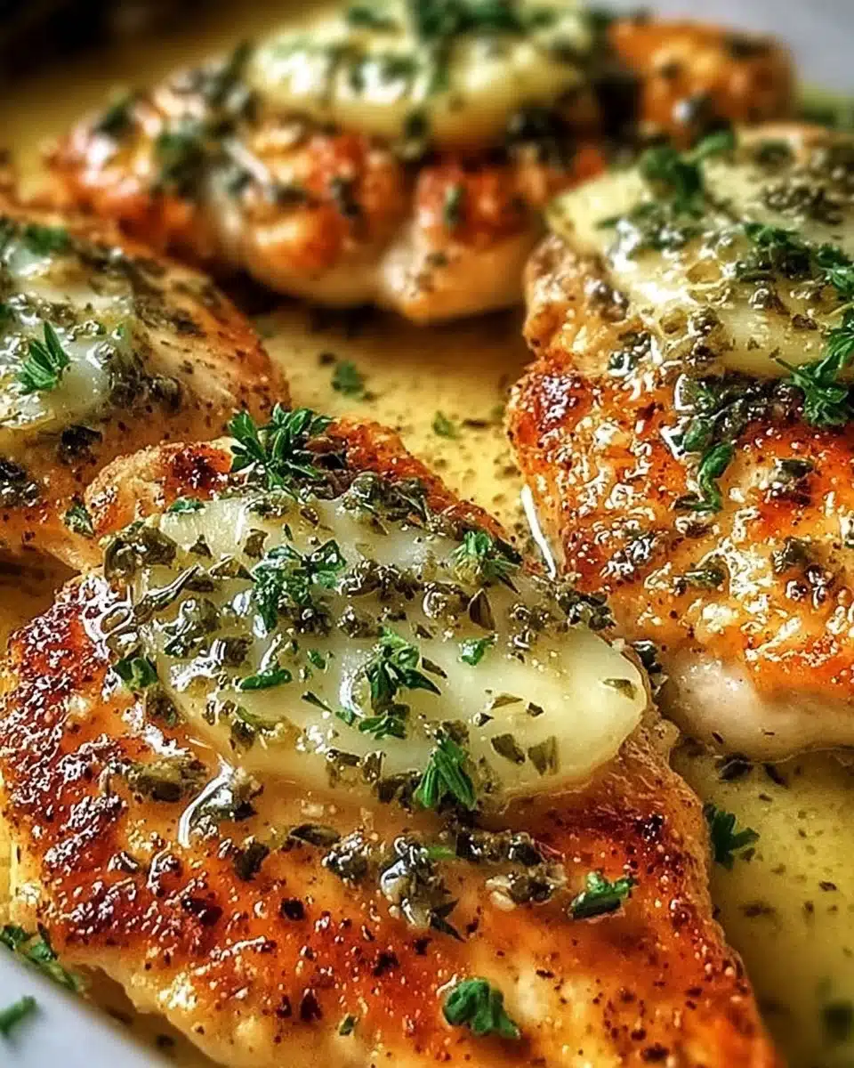 Delicious Lemon Chicken Romano dish served with herbs and lemon slices