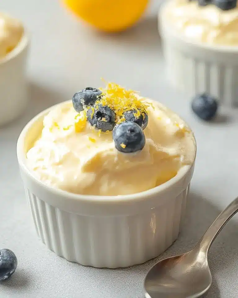 Delicious Lemon Cottage Cheese Pudding served in a bowl