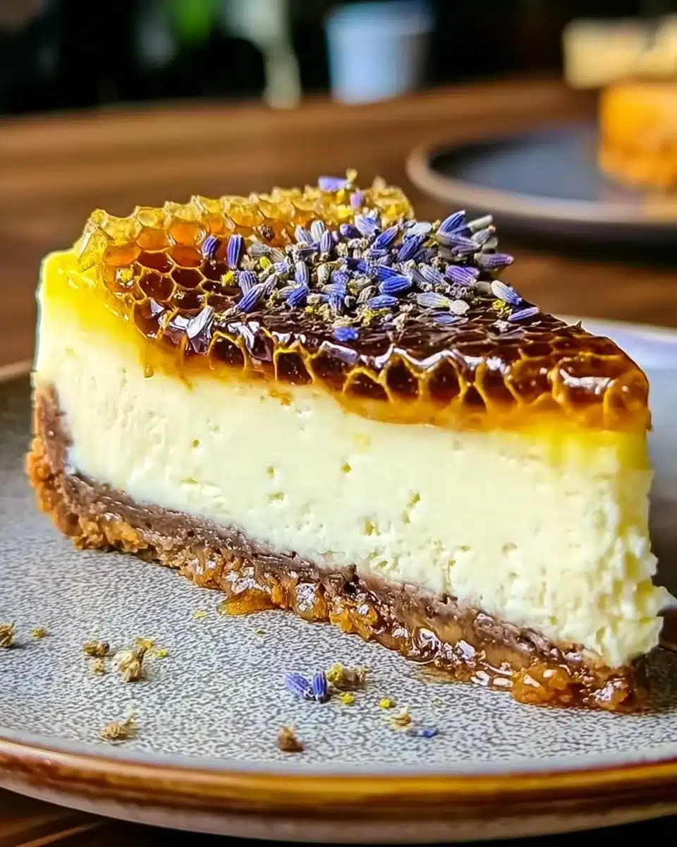 Lemon Lavender Cheesecake with fresh lemon slices and lavender sprigs
