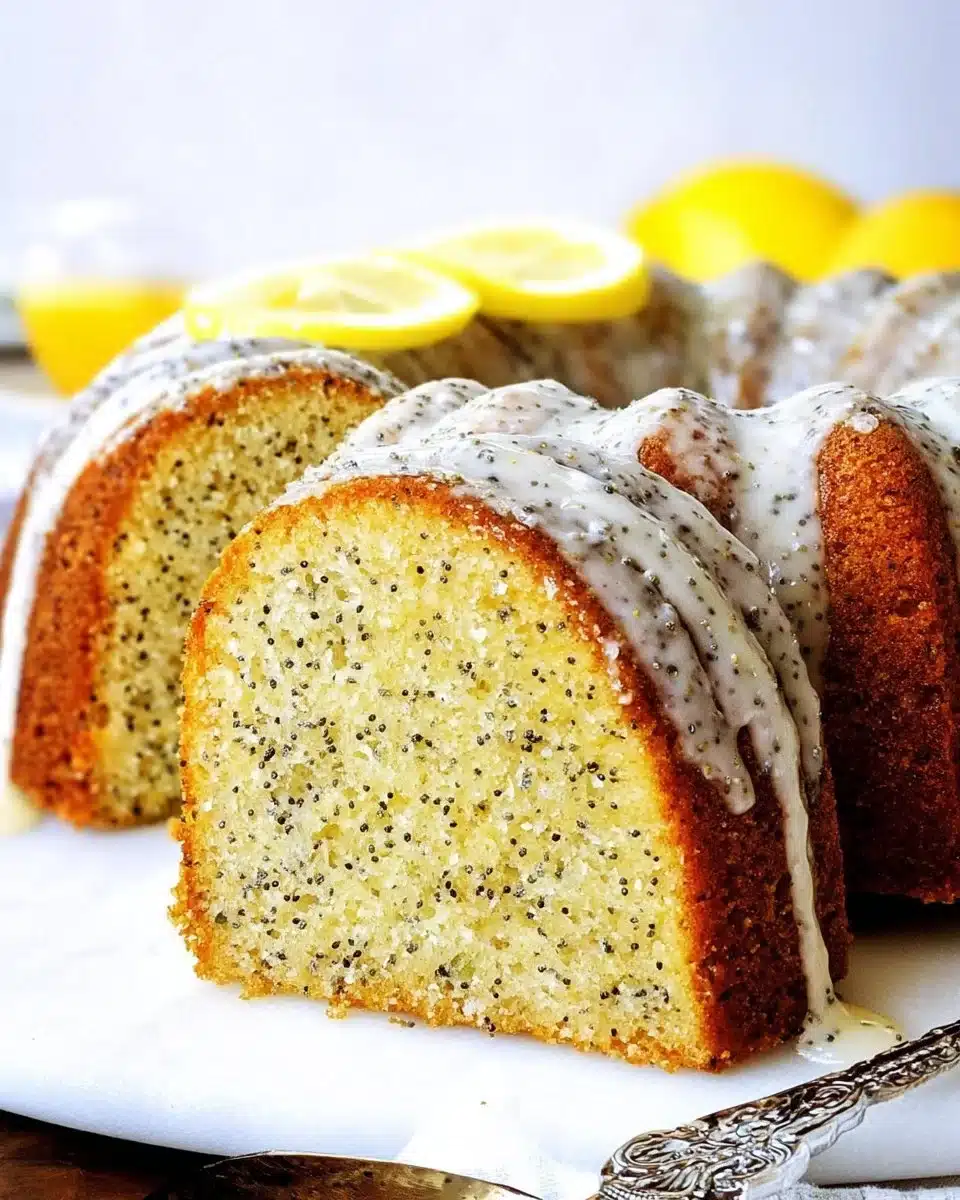Delicious Lemon Poppy Seed Cake drizzled with a sweet glaze