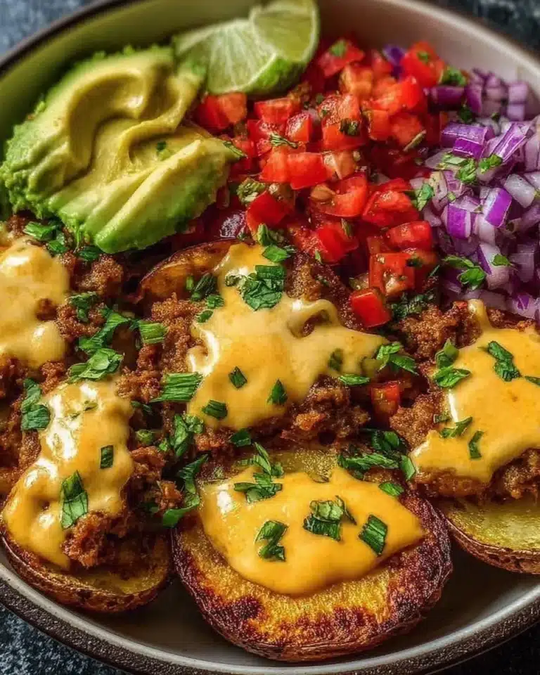 Delicious Loaded Fiesta Potato Bowls with colorful toppings and savory ingredients