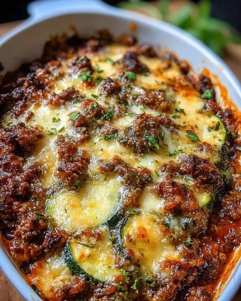 Low-Carb Ground Beef Zucchini Bake