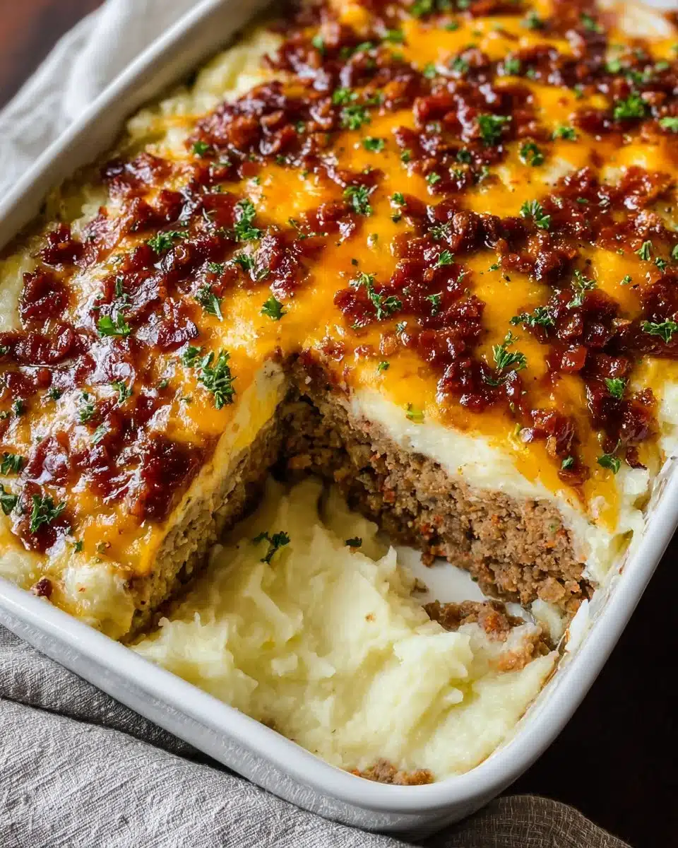 Meatloaf with Mashed Potatoes and Cheese
