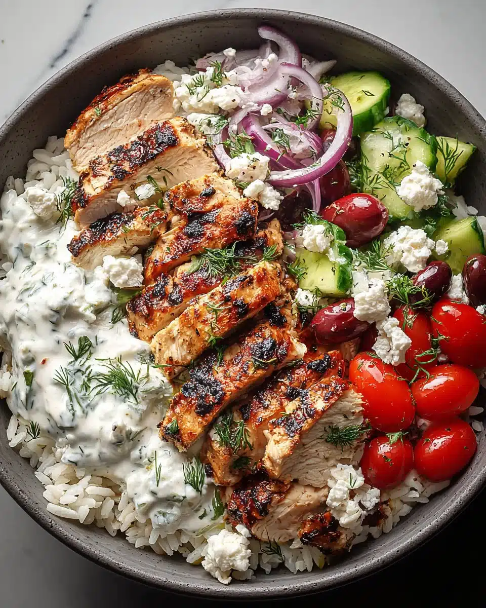 Fresh Mediterranean Chicken Bowl with Rice