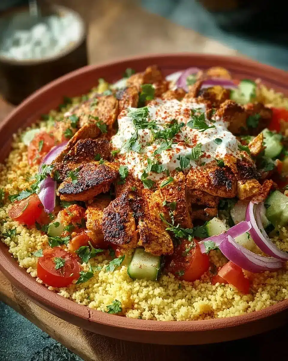Moroccan Mediterranean Chicken Couscous Bowl