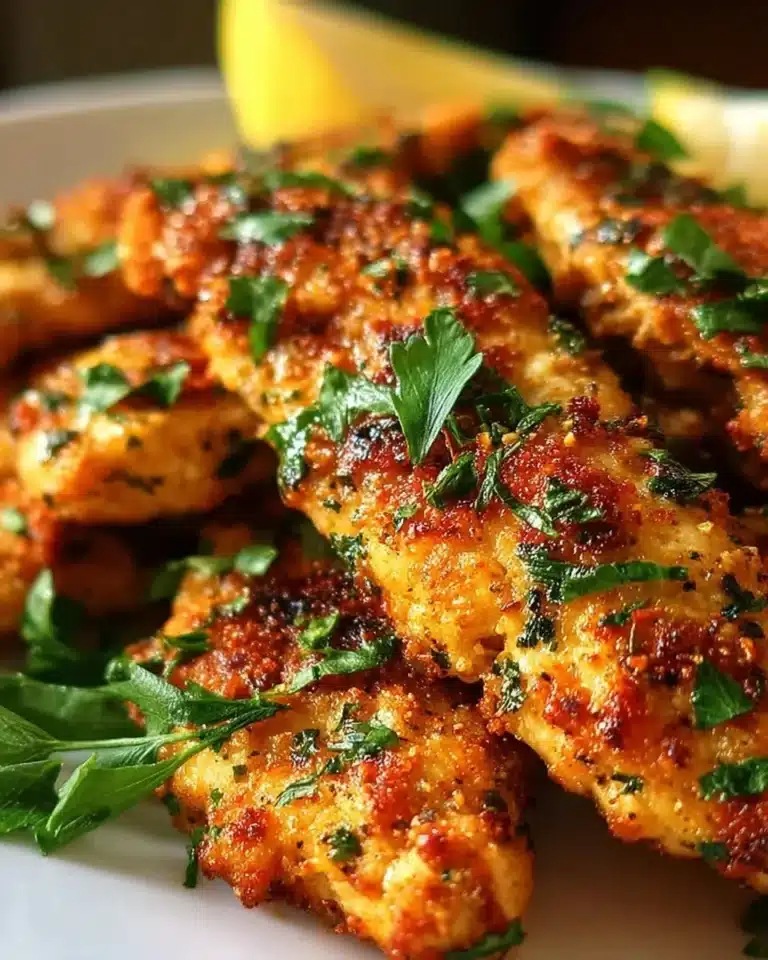 Delicious Mediterranean Chicken Tenders garnished with fresh herbs