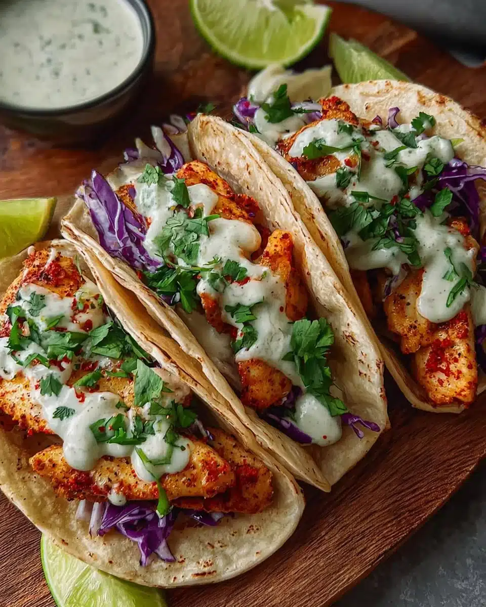 Mexican Fish Tacos with Zesty Lime Cream