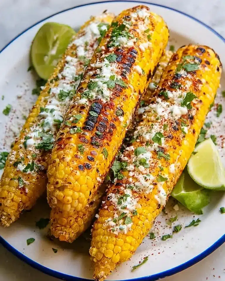 Delicious Mexican street corn served with toppings and garnishes