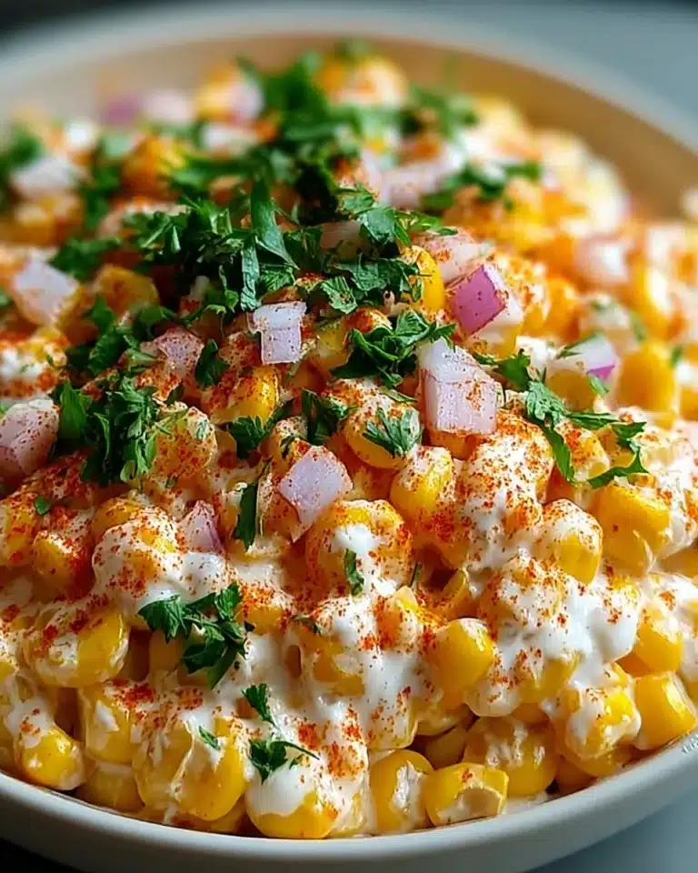 Delicious Mexican Street Corn Dip served in a bowl with toppings.