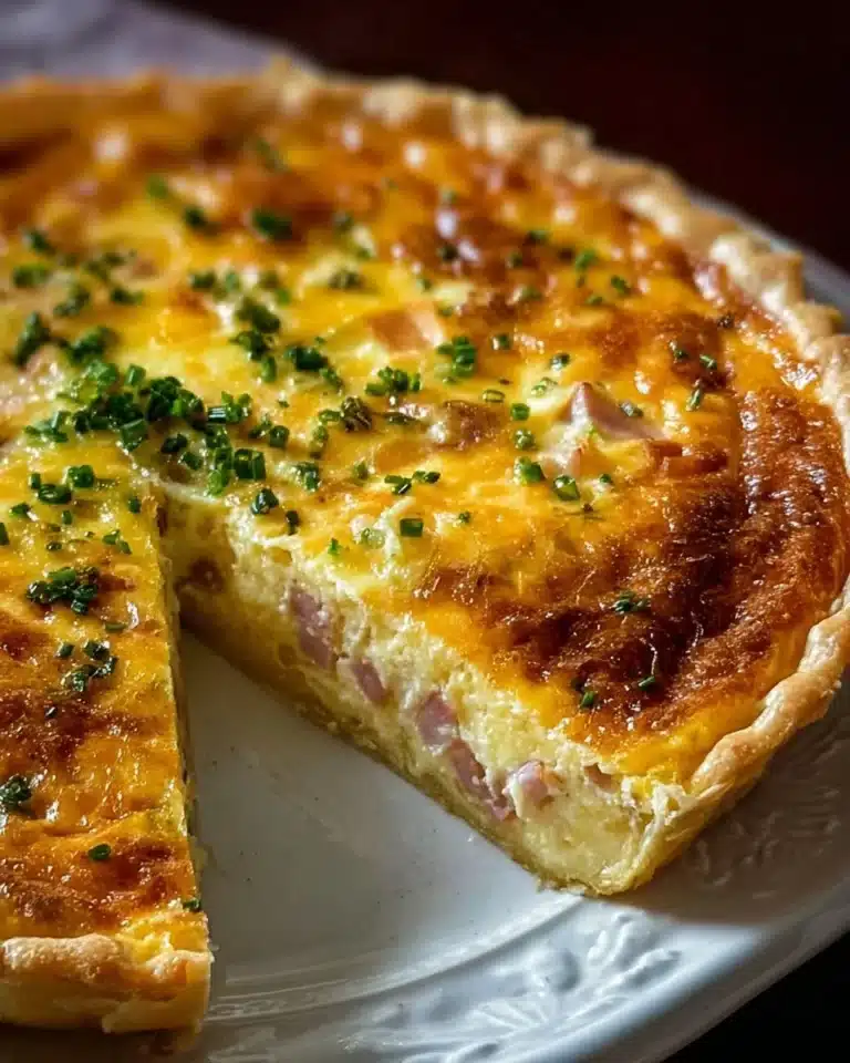 Delicious Mississippi Sin Quiche served on a rustic wooden table.