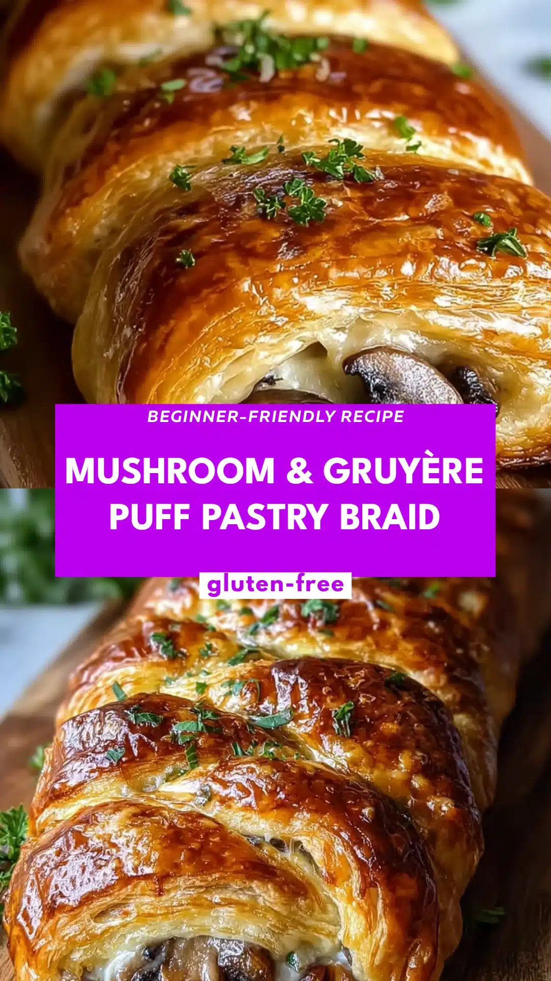 Mushroom & Gruyère Puff Pastry Braid