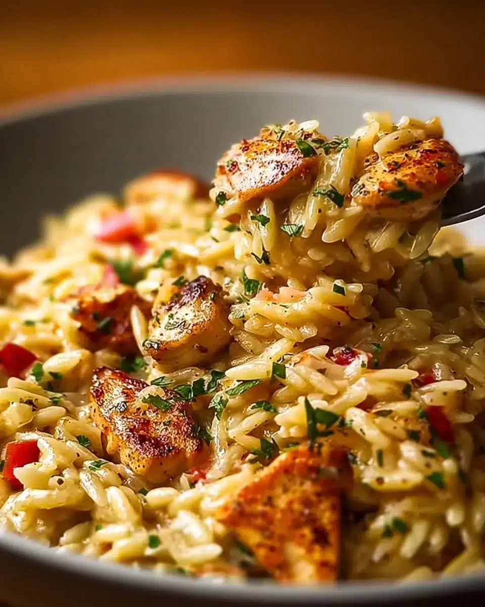 One Pot Cajun Chicken Alfredo Orzo