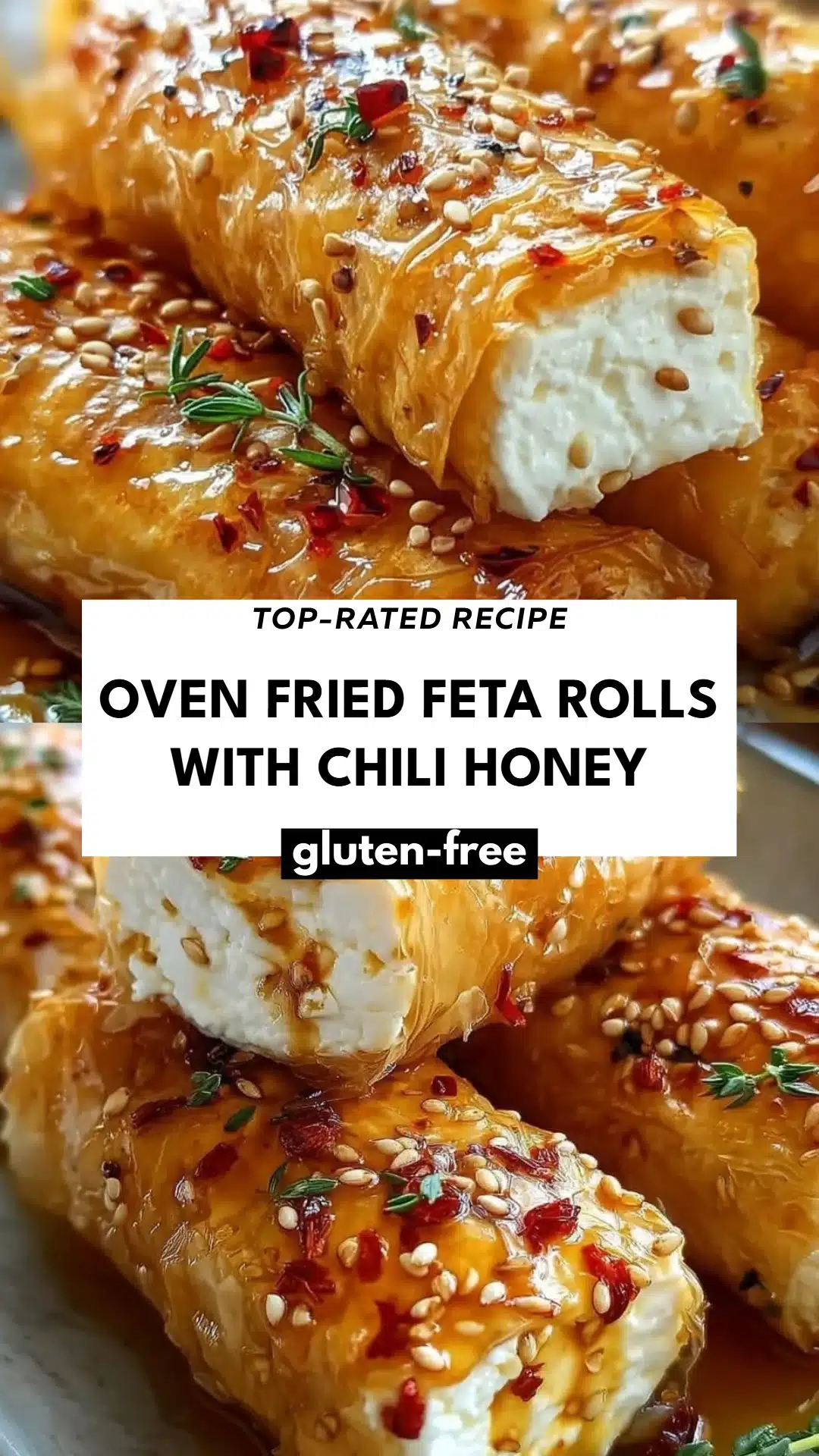 Oven Fried Feta Rolls with Chili Honey