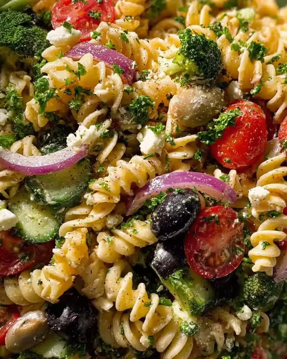 Colorful and delicious Party Pasta Salad served at a festive gathering.