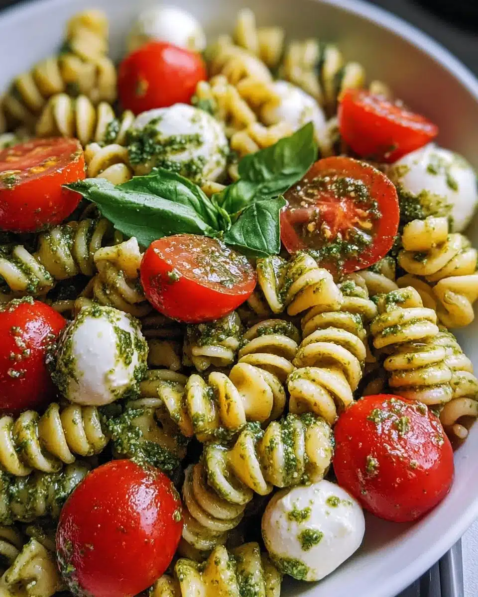 Pesto Caprese Pasta Salad