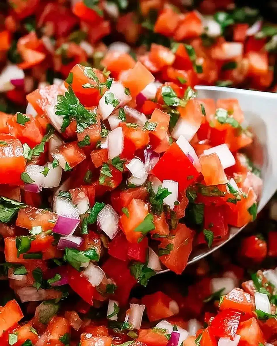 Fresh Pico de Gallo salsa made with tomatoes, onions, and cilantro