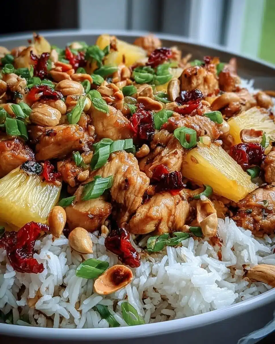 Delicious Pineapple Chicken and Rice dish with vibrant colors and fresh ingredients.