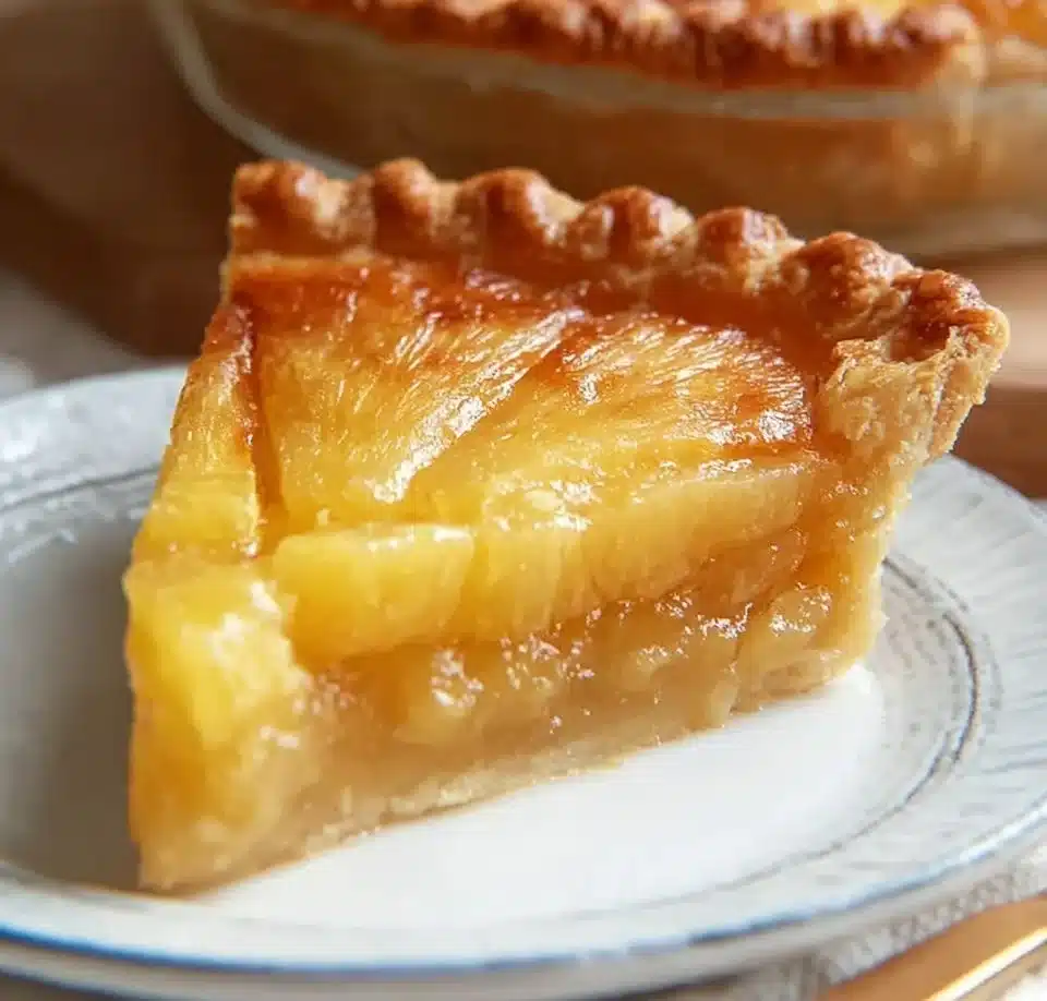 Delicious homemade pineapple pie with a golden crust and fresh pineapple filling