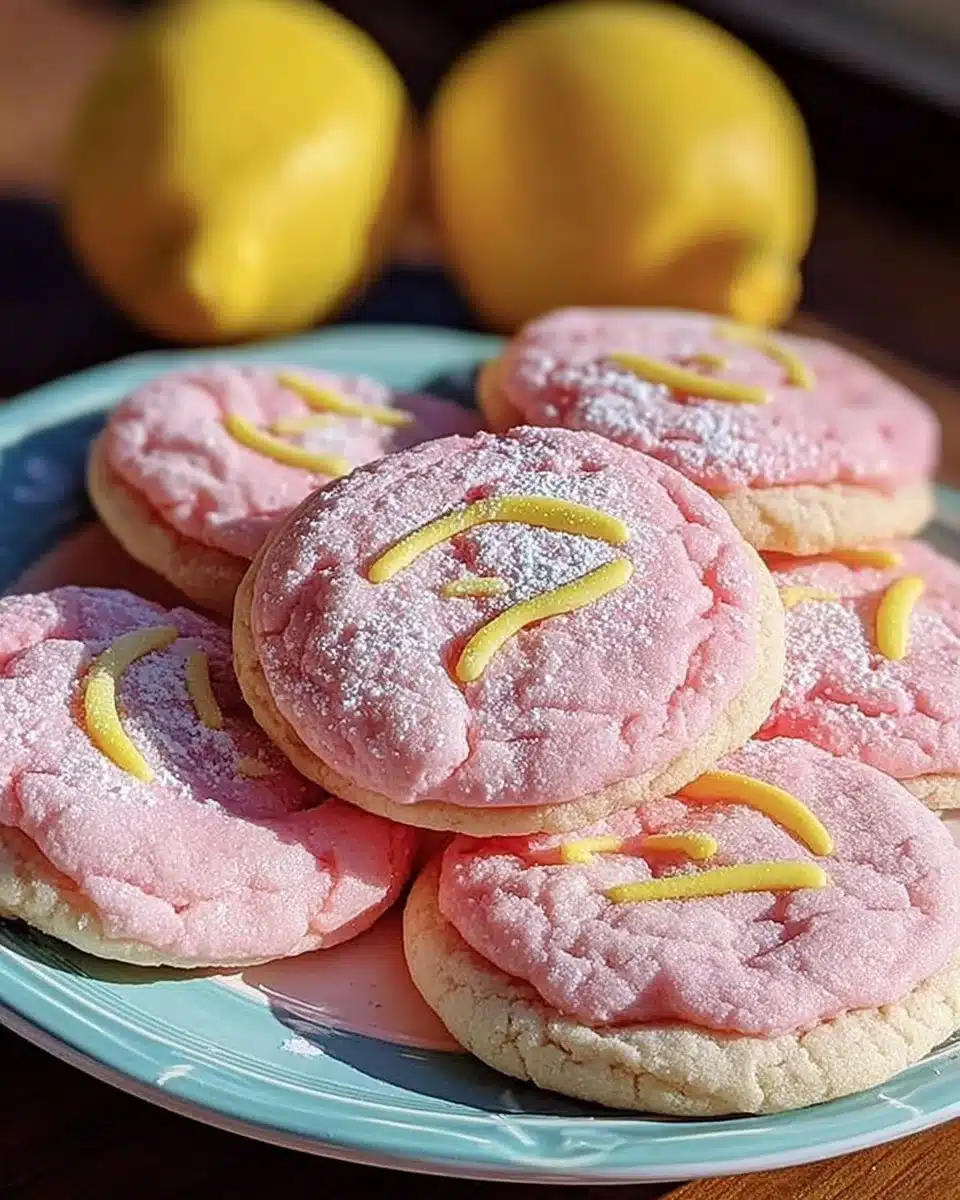 Delicious Pink Lemonade Cookies with a refreshing pink color and lemon zest.