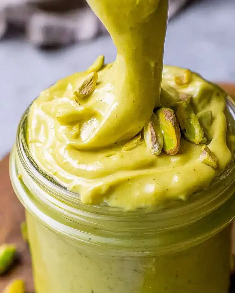 Delicious pistachio cream spread on a toast