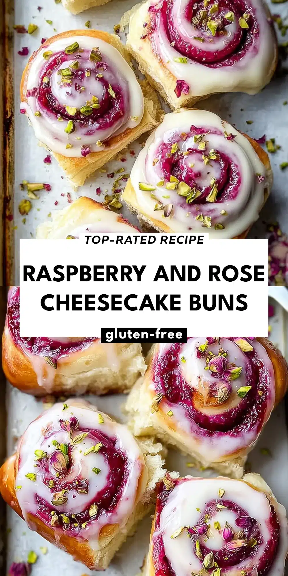 Raspberry and Rose Cheesecake Buns