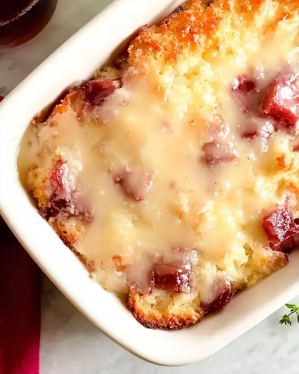 Moist Rhubarb Cake with Butter Sauce