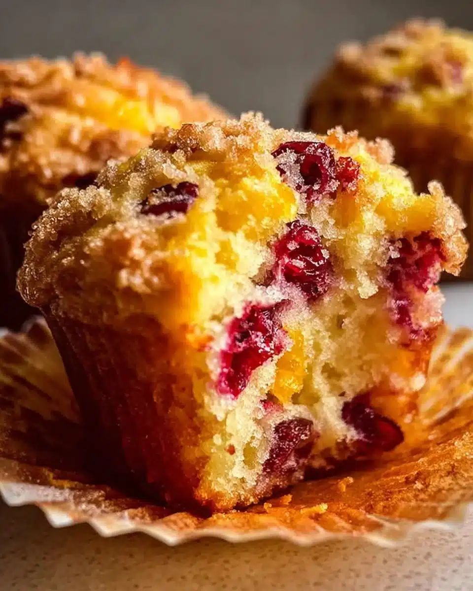 Delicious Ricotta Cranberry Orange Muffins displayed on a plate