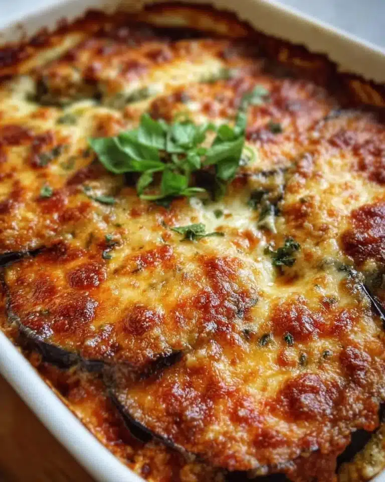 Delicious Ricotta Eggplant Casserole with fresh ingredients baked to perfection