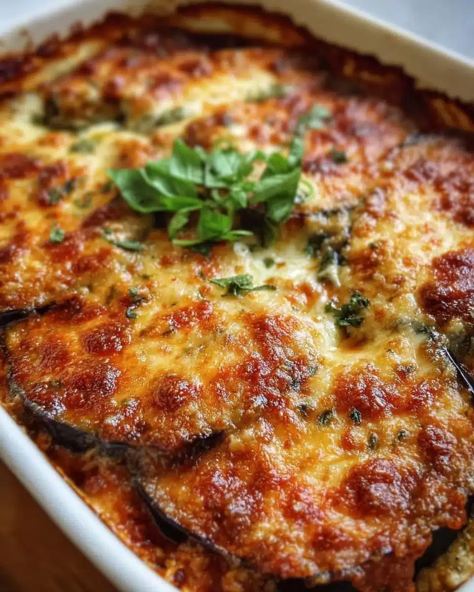 Delicious Ricotta Eggplant Casserole with fresh ingredients baked to perfection