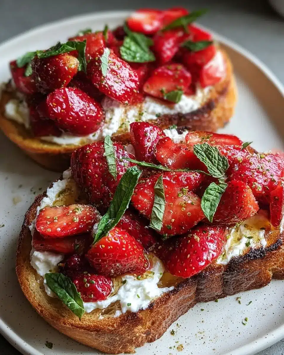 Roasted Strawberry Whipped Ricotta Toast