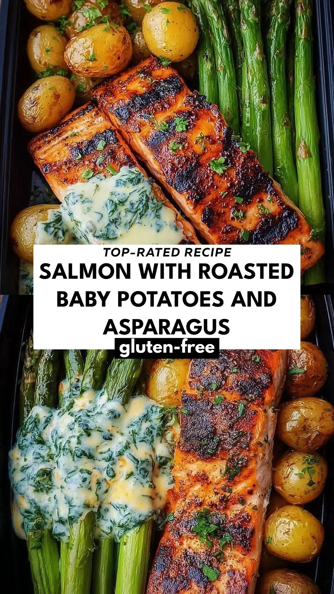 Salmon with Roasted Baby Potatoes and Asparagus