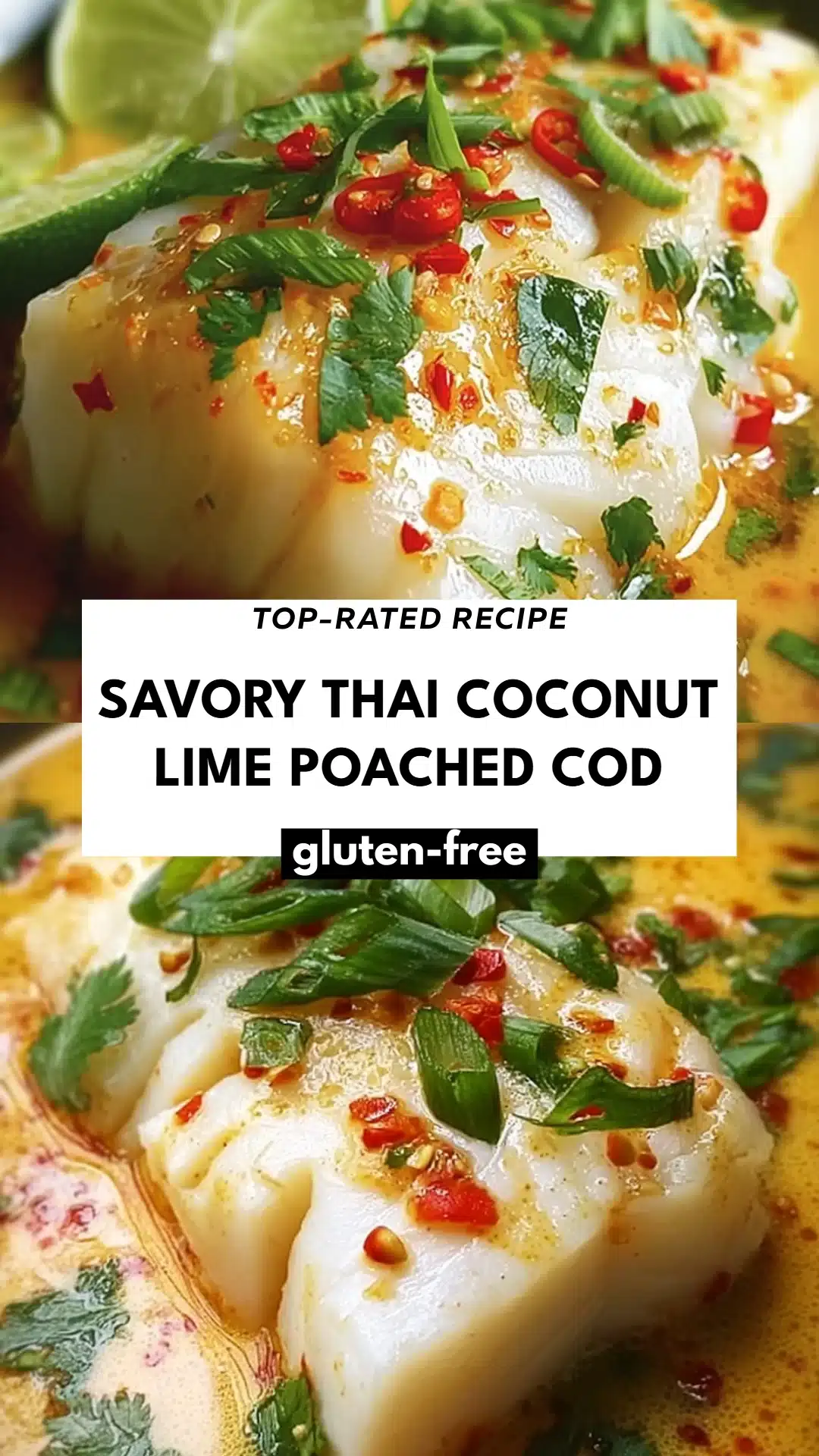 Savory Thai Coconut Lime Poached Cod