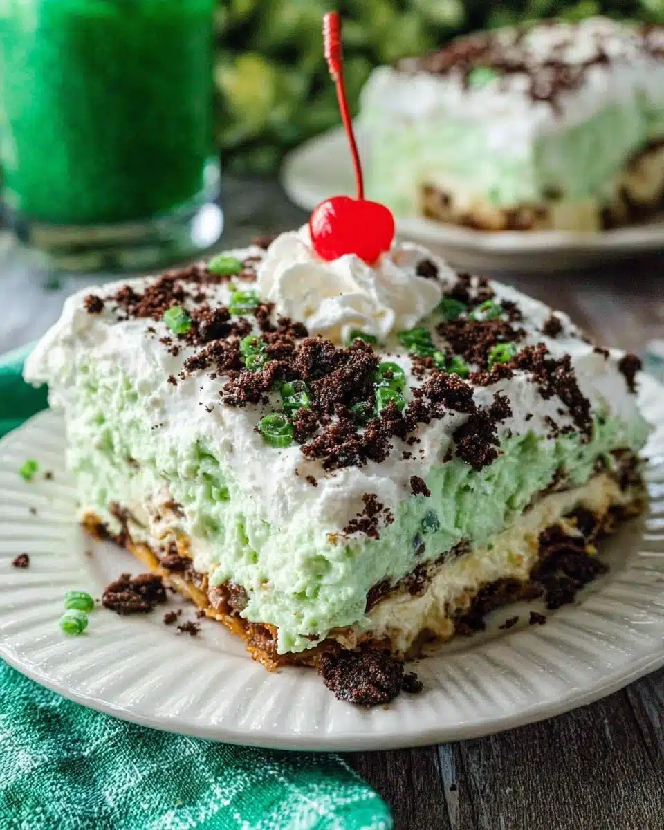 Delicious Shamrock Lasagna served with festive green colors and ingredients.