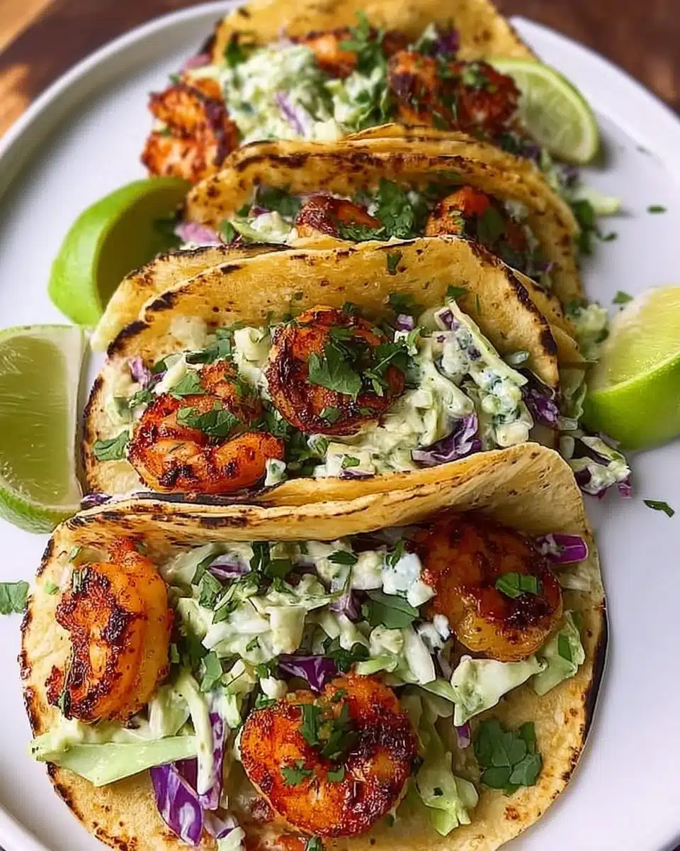 Shrimp Tacos with Cilantro Lime Slaw