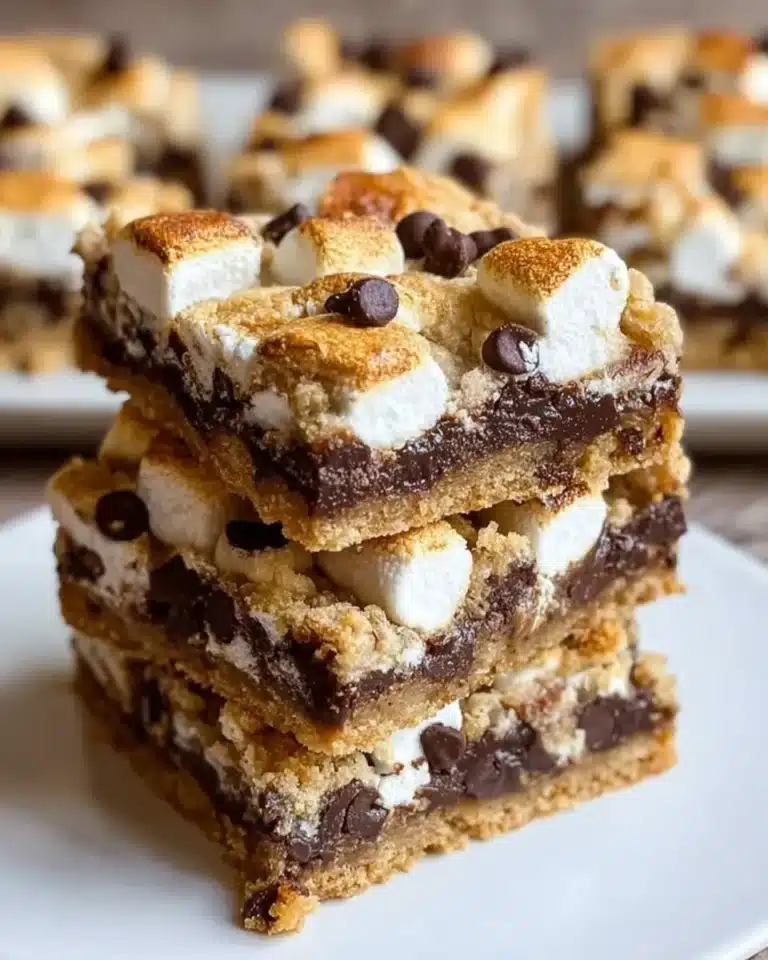 Delicious S'mores Cookie Dough Bars with chocolate and marshmallows