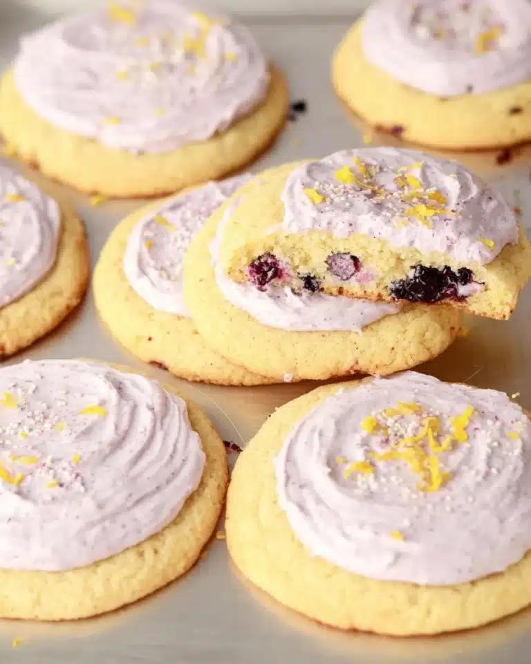 Delicious soft lemon blueberry cookies with fresh blueberries and lemon zest.