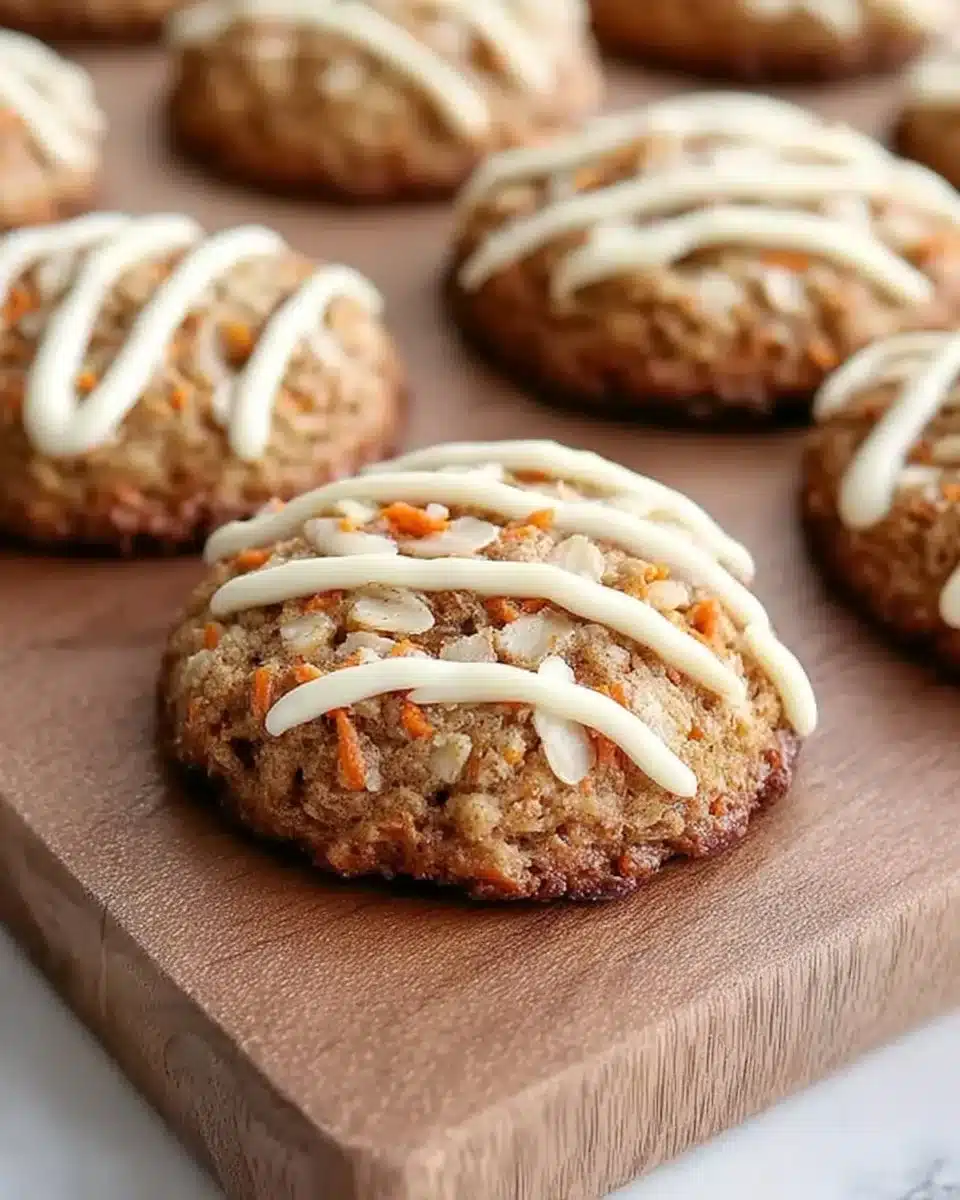 Sourdough Carrot Cake Cookies on a plate, showcasing their delicious texture and flavor.