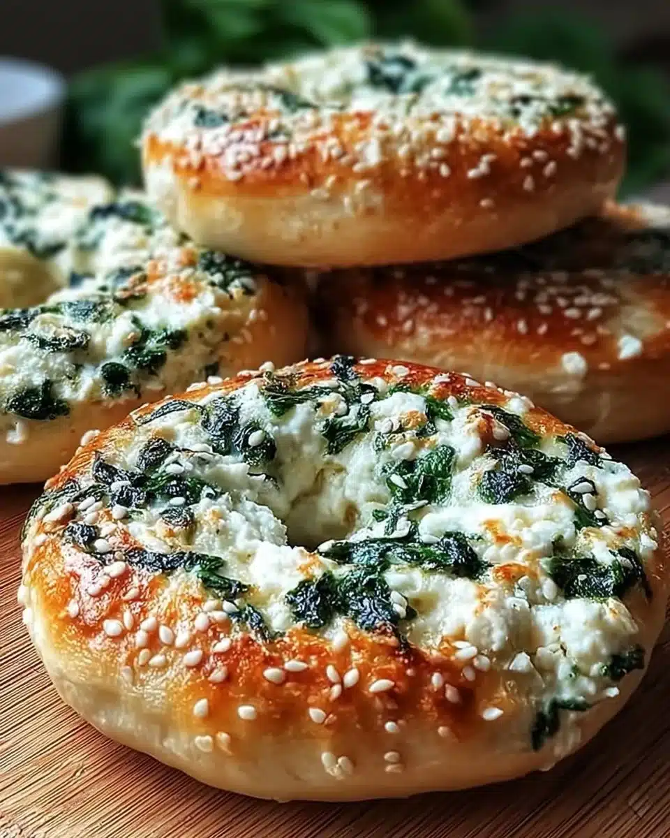 Spinach Cottage Cheese Flat Bagels: Healthy, Quick & Delicious