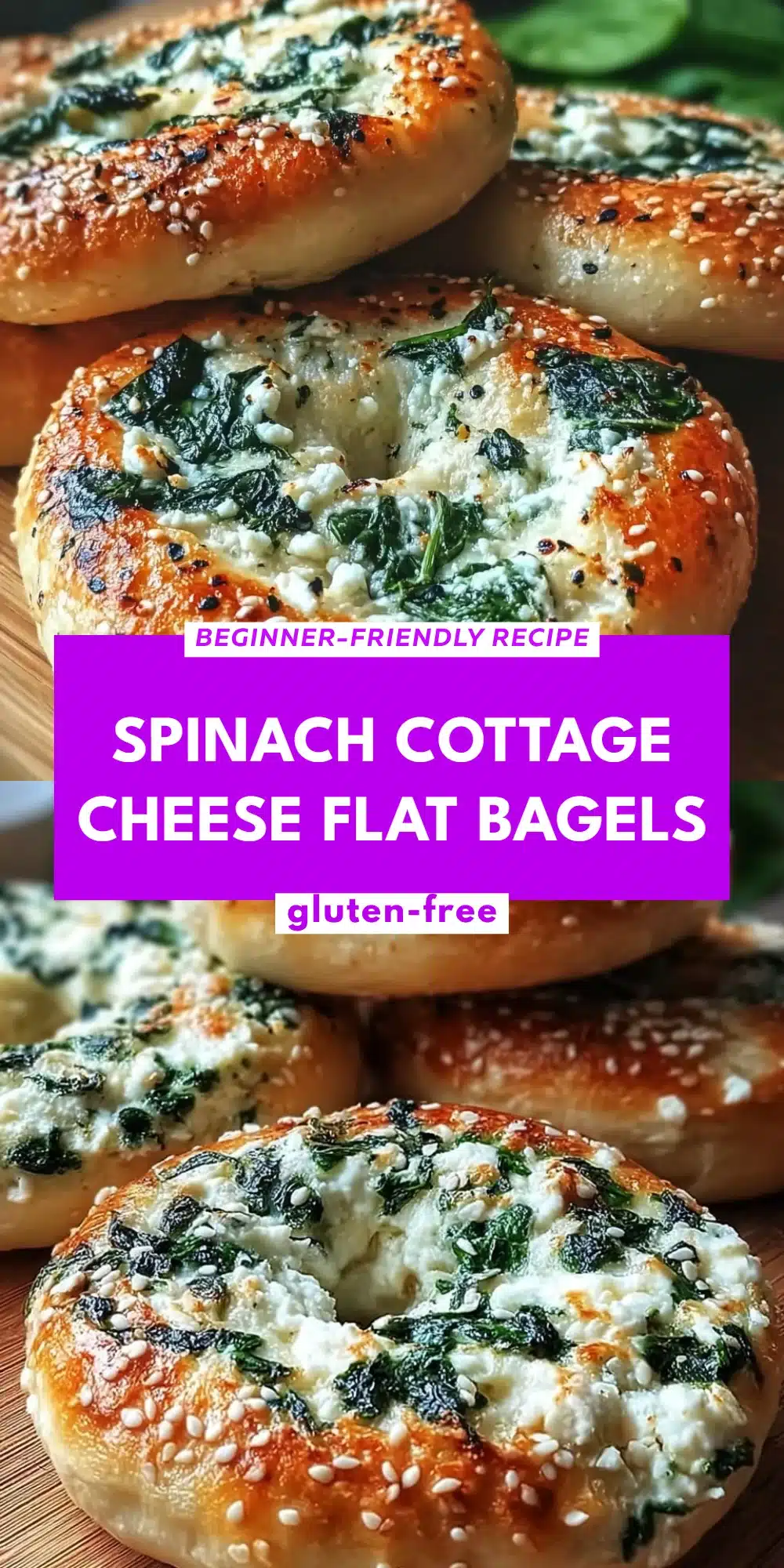 Spinach Cottage Cheese Flat Bagels