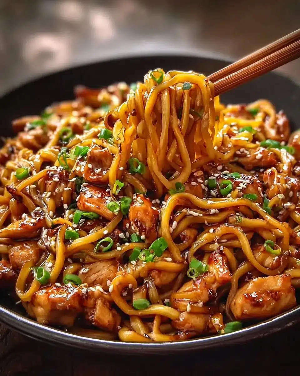 Sticky Garlic Chicken Noodles – Sweet, Savory & So Flavorful