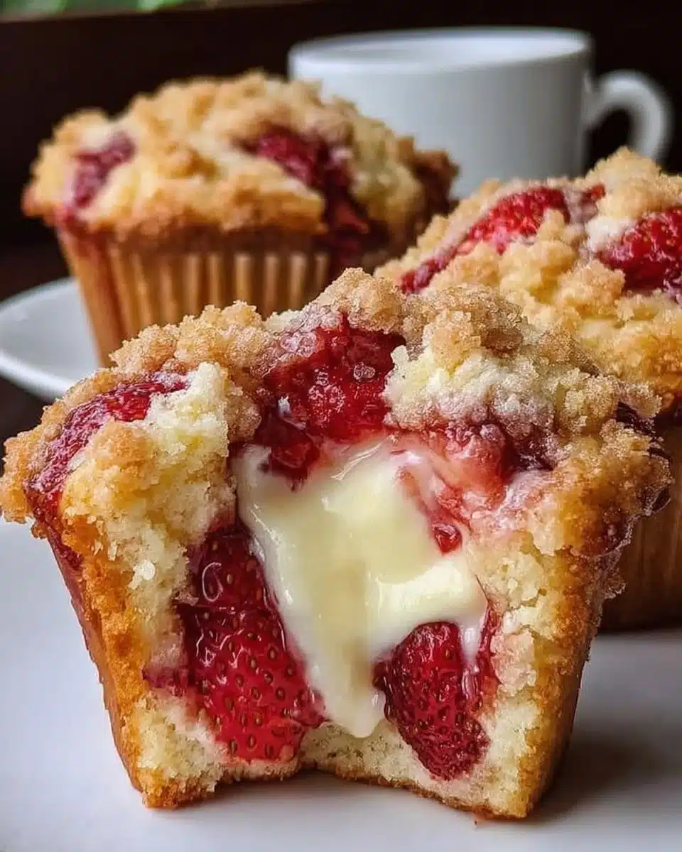 Delicious Strawberry Cream Cheese Muffins fresh out of the oven