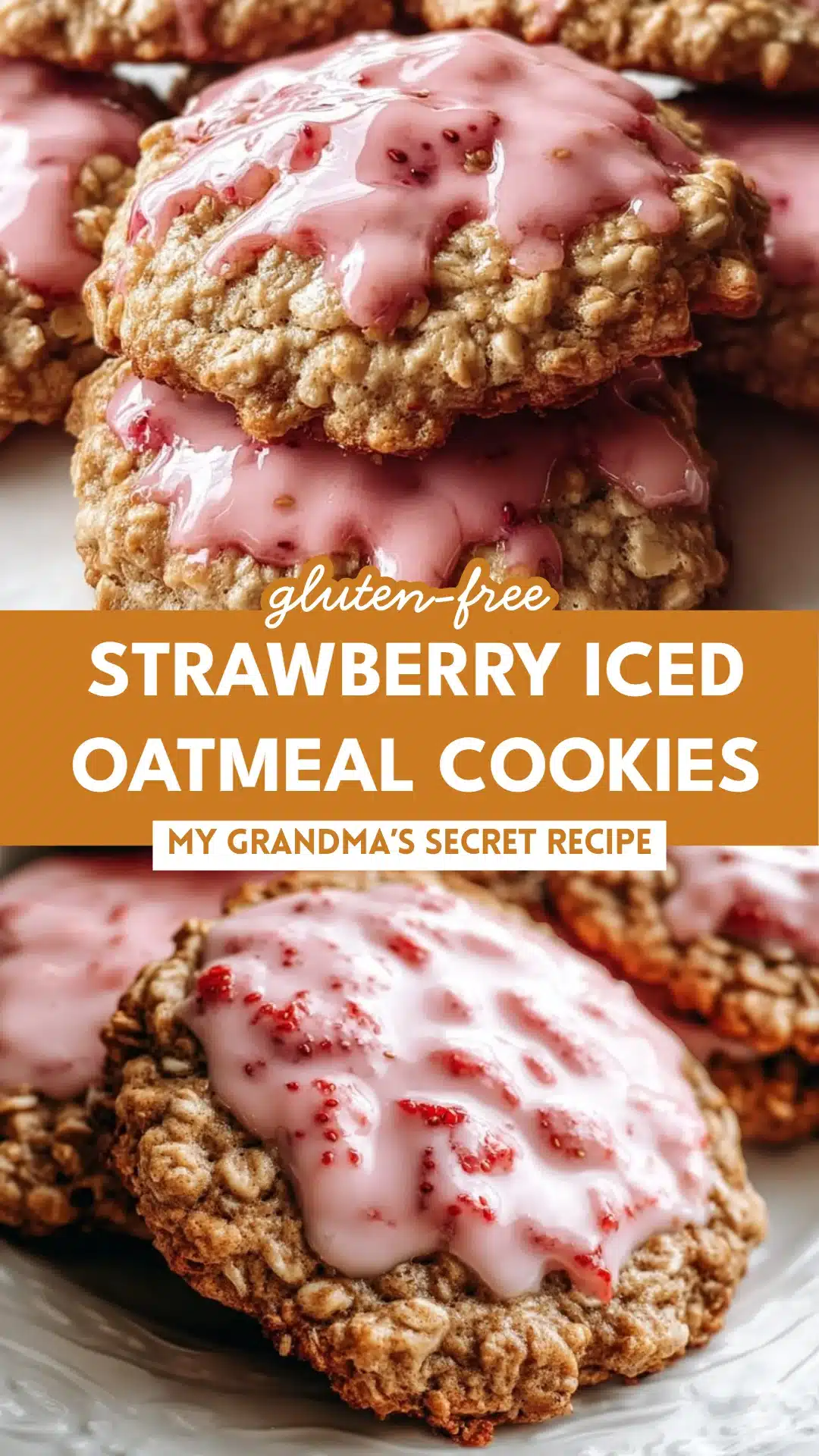 Strawberry Iced Oatmeal Cookies