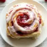 Freshly made strawberry rolls with sweet strawberries and flaky pastry