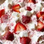 Delicious Strawberry Shortcake Fluff Salad served in a bowl