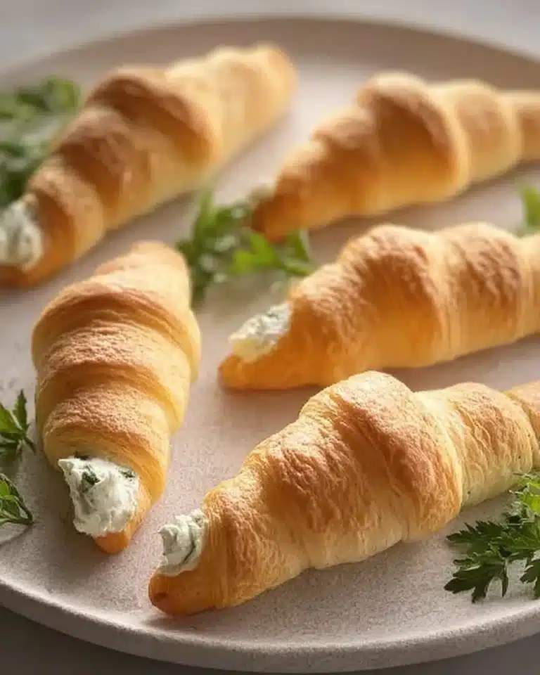 Delicious stuffed crescent roll carrots on a serving platter.