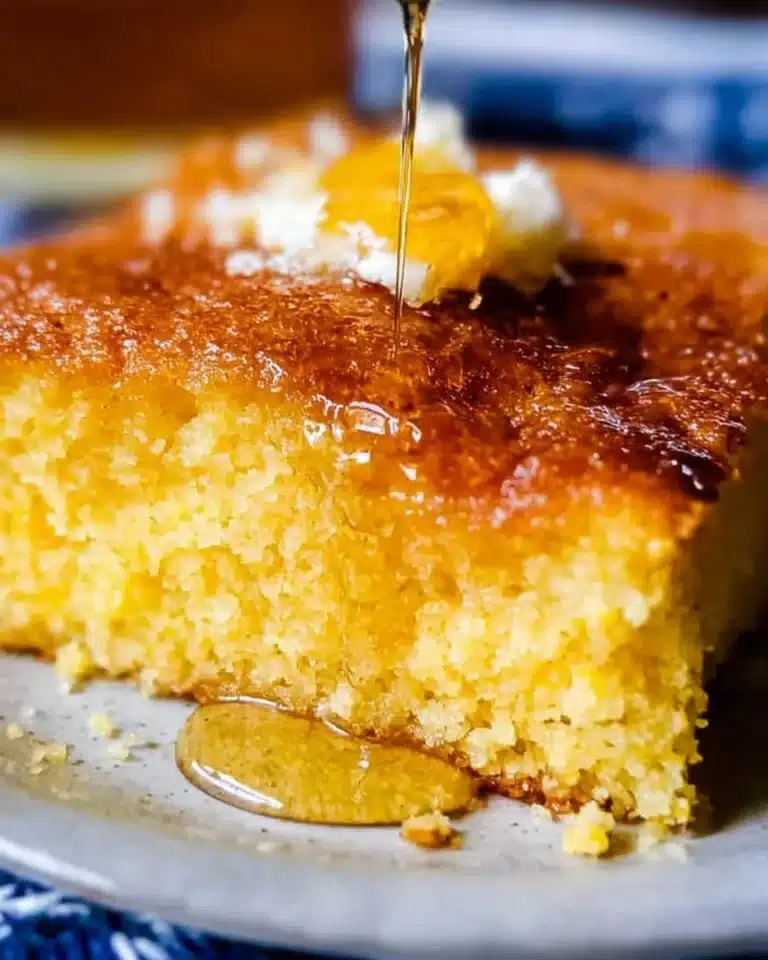 Delicious sweet honey corn bake served in a dish