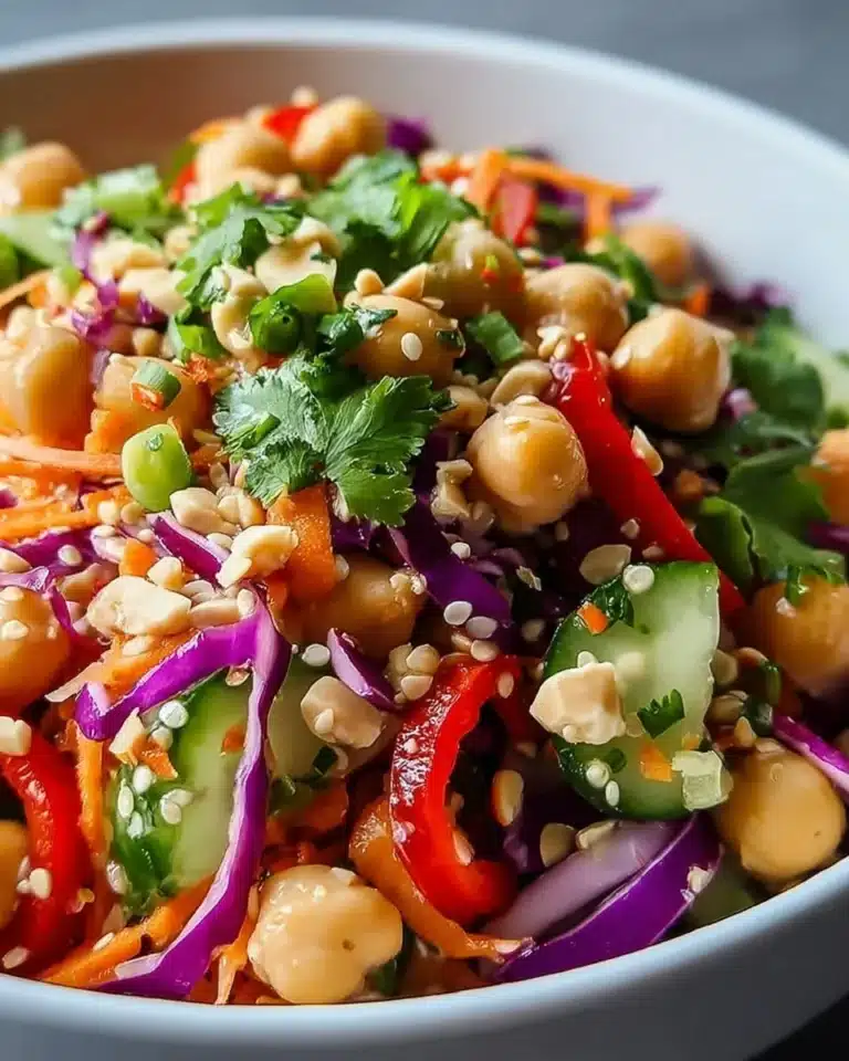 Colorful Thai Chickpea Salad with fresh vegetables and herbs