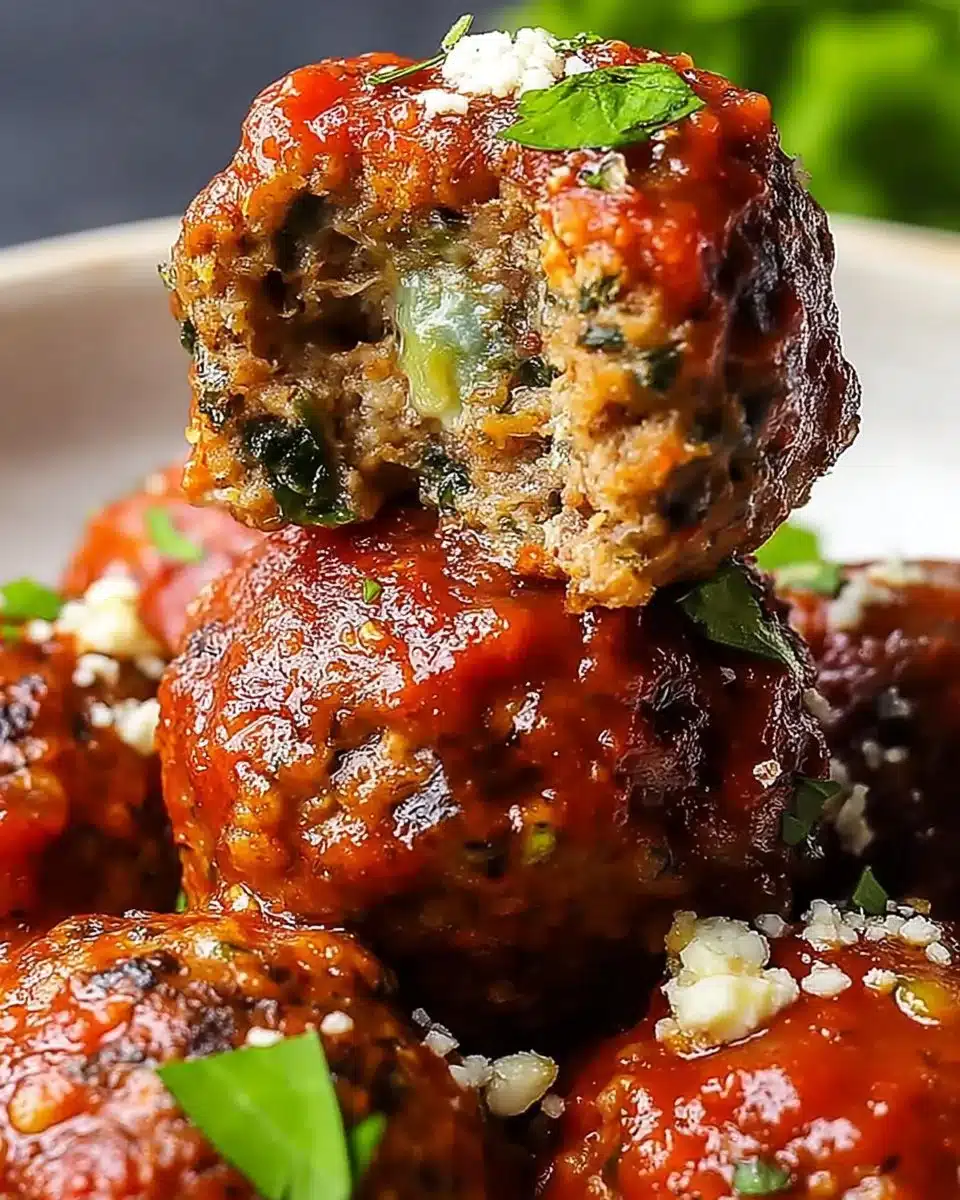 Homemade vegetarian lentil meatballs served with marinara sauce and herbs