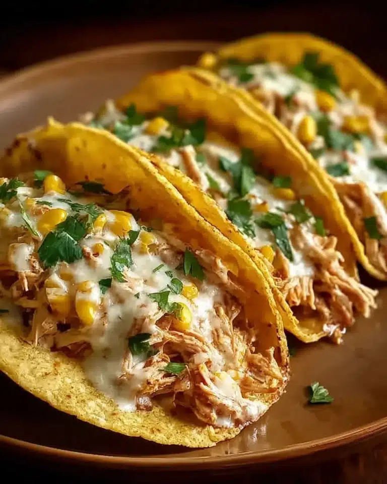 Delicious white chicken chili tacos served with fresh toppings