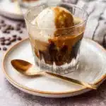 Delicious homemade affogato served with espresso and ice cream